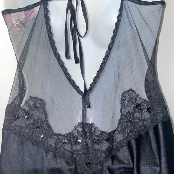 Victoria’s Secret Black Satin Lace Maxi Slip Dress - Picture 5 of 8